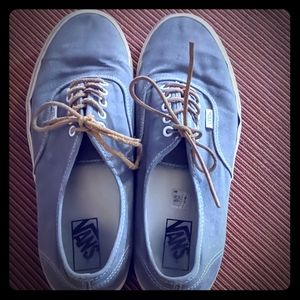 Grey Vans with leather shoes laces